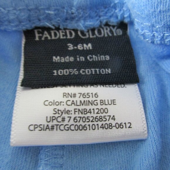 Faded Glory Pull On Sweatpants Infant Boys Size 3-6M Blue Elastic Jogger Bottoms - Picture 2 of 3